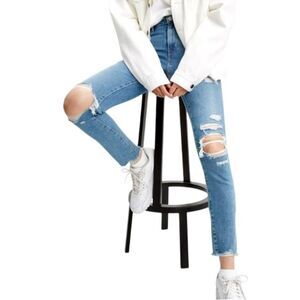 Levi’s 721 Distressed High Rise Skinny Jeans in Blue Wash Women’s 28
